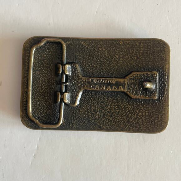 Century Canada Brown Leather Belt Buckle - Deer/Buck Vintage Tooled Stamped - Picture 2 of 4
